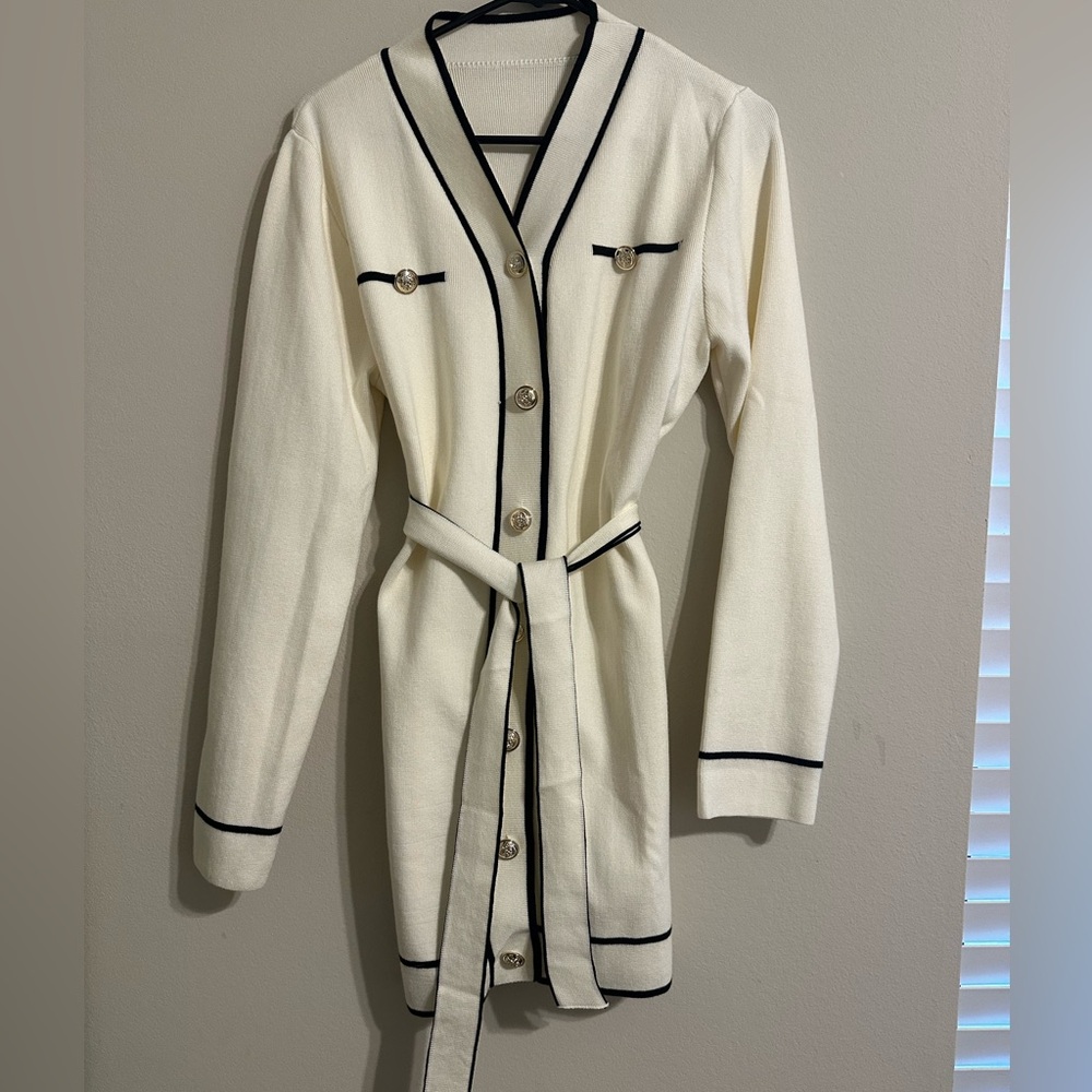 Button up dress with fabric belt